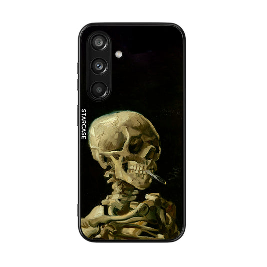 Skull of a Skeleton with Burning Cigarette