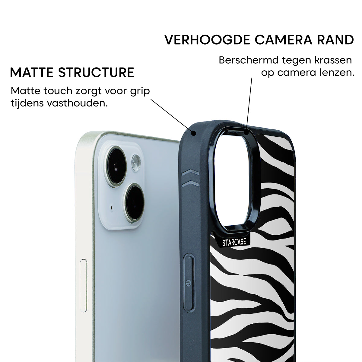 Zebra print starcase iphone hoesje info view
