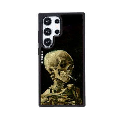 Skull of a Skeleton with Burning Cigarette