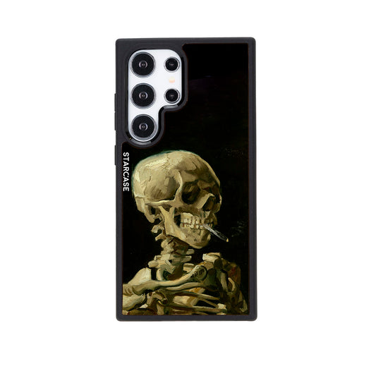 Skull of a Skeleton with Burning Cigarette